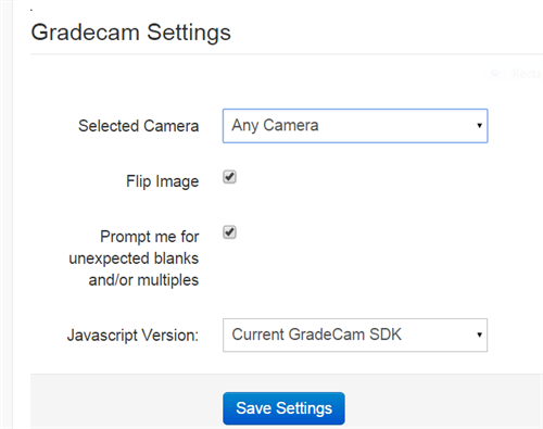 gradecam settings panel